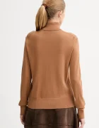 CALVIN KLEIN Пуловер с вълна в кафяво от лека материя с поло LV044D371G