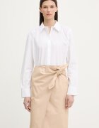 CALVIN KLEIN риза дамска от памук бяла с изчистена шарка LV044F136G