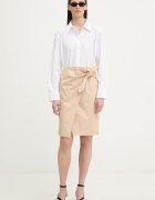 CALVIN KLEIN риза дамска от памук бяла с изчистена шарка LV044F136G
