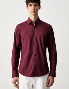 CALVIN KLEIN риза мъжка от памук с еластан бордо LV019EU189