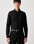 CALVIN KLEIN риза мъжка от памук с еластан черна LV019EU162