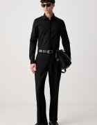 CALVIN KLEIN риза мъжка от памук с еластан черна LV019EU162