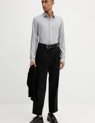 CALVIN KLEIN Риза с вълна в сиво с кройка по тялото с класическа яка LV019EU066