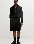 CALVIN KLEIN Риза в черно с кройка по тялото с класическа яка LV019EU000