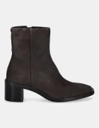 CALVIN KLEIN Велурени боти BLOCK HEEL ZIP BOOT SUE в кафяво с дебел ток HW0HW02592