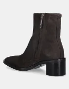 CALVIN KLEIN Велурени боти BLOCK HEEL ZIP BOOT SUE в кафяво с дебел ток HW0HW02592