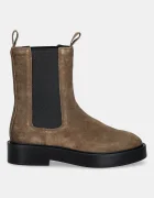 CALVIN KLEIN Велурени боти челси CONVAVE WELT CHESEA SUEDE в кафяво с равна подметка YW0YW01969