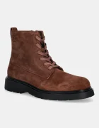 CALVIN KLEIN Велурени обувки COMBAT ESS LACE UP ZIP BOOT SU