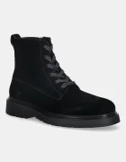 CALVIN KLEIN Велурени обувки COMBAT ESS LACE UP ZIP BOOT SU мъжки в черно YM0YM01371