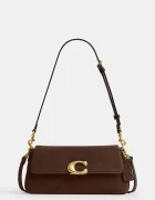 Coach чанта crossbody дамска от велур Suade Jet Shoulder Bag кафява CDZ74