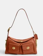 Coach чанта тип хобо дамска от кожа Turnlock Haversack Bag кафява CDZ12