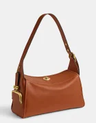 Coach чанта тип хобо дамска от кожа Turnlock Haversack Bag кафява CDZ12