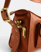 Coach чанта тип хобо дамска от кожа Turnlock Haversack Bag кафява CDZ12