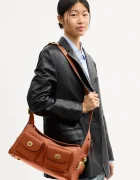 Coach чанта тип хобо дамска от кожа Turnlock Haversack Bag кафява CDZ12