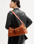 Coach чанта тип хобо дамска от кожа Turnlock Haversack Bag кафява CDZ12