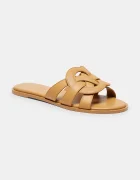 Coach чехли обувки с открити пръсти дамски от кожа Lena Leather Slide Sandal бежови CDE78