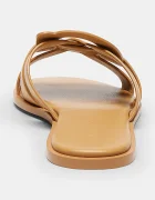 Coach чехли обувки с открити пръсти дамски от кожа Lena Leather Slide Sandal бежови CDE78