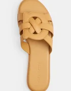 Coach чехли обувки с открити пръсти дамски от кожа Lena Leather Slide Sandal бежови CDE78