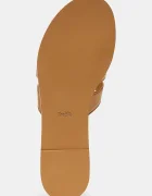 Coach чехли обувки с открити пръсти дамски от кожа Lena Leather Slide Sandal бежови CDE78