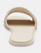 Coach чехли с равна подметка дамски от кожа Holly Quilted Leather Sandal бели CEF42