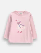 Coccodrillo блуза с дълги ръкави за бебе от памук с еластан розова FAIR FROST GIRL NEWBORN