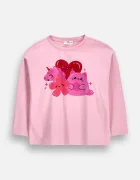 Coccodrillo блуза с дълги ръкави за деца от памук с еластан розова SUPER FUN GIRL KIDS