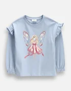Coccodrillo блуза с дълги ръкави за деца от памук с еластан синя FAIR FROST GIRL KIDS