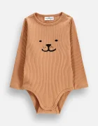 Coccodrillo боди за бебе от памук с еластан бежово SMALL WONDER UNISEX NEWBORN