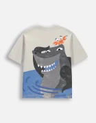 Coccodrillo Детска памучна тениска в сиво с принт REBEL PIRATE BOY KIDS