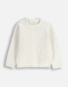 Coccodrillo Детски пуловер с вълна в бежово WINTER COSY GRIL KIDS