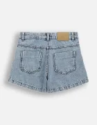 Coccodrillo къс панталон за деца от памук син с висока талия COLLECTION JEANS GIRL