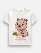 Coccodrillo тениска за деца от памук с еластан бежова EVERYDAY GIRL A