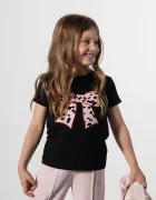 Coccodrillo тениска за деца от памук с еластан черна TINNY TROUBLE GIRL KIDS