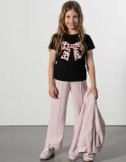 Coccodrillo тениска за деца от памук с еластан черна TINNY TROUBLE GIRL KIDS