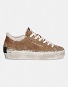 CRIME LONDON DISTRESSED PLATFORM маратонки дамски от велур кафяви 23053AA9