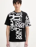 DESIGUAL Памучна тениска MAN MILAN в черно с десен 25SMTK20