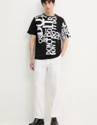 DESIGUAL Памучна тениска MAN MILAN в черно с десен 25SMTK20