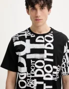 DESIGUAL Памучна тениска MAN MILAN в черно с десен 25SMTK20