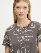 DESIGUAL Памучна тениска MICKEY SKETCH дамска в сиво 25WWTK03