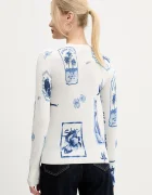 DESIGUAL Пуловер с лен TAMPERE дамски в бяло от лека материя 25SWJF32