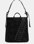 DESIGUAL Раница BLACK PATCH TANGO P дамска в черно малък размер с апликация 25WAKP12