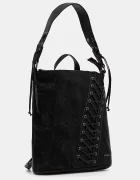DESIGUAL Раница BLACK PATCH TANGO P дамска в черно малък размер с апликация 25WAKP12