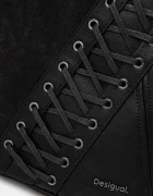 DESIGUAL Раница BLACK PATCH TANGO P дамска в черно малък размер с апликация 25WAKP12