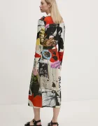 DESIGUAL Рокля COLLAGE LACROI в черно среднодълга разкроена 25SWVW45