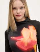 DESIGUAL Рокля MILA в черно къса разкроена 25WWVK40