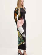 DESIGUAL Рокля PATCH FIONA в черно дълга разкроена 25WWVW08