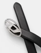 Diesel Кожен колан OVAL D LOGO B-1DR STRASS 20 в черно X09972.P6364