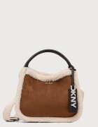 DKNY чанта дамска от имитация на велур кафява R62CMK69