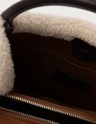 DKNY чанта дамска от имитация на велур кафява R62CMK69