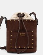 DKNY чанта с дълга дръжка дамска от имитация на велур PAYTON кафява R62JMR48
